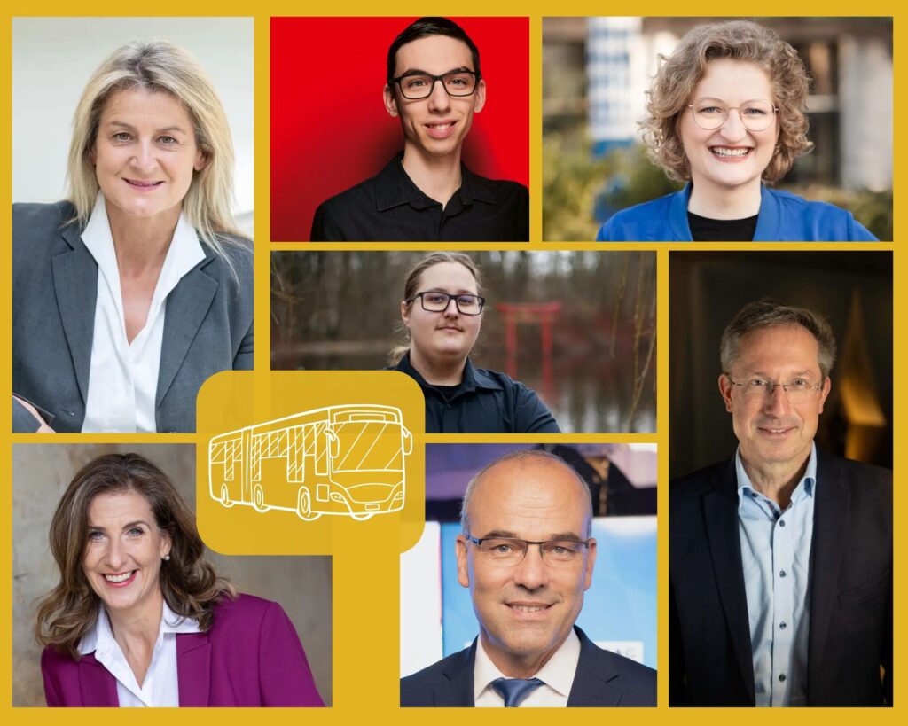 Wie geht es schneller mit der Verkehrswende? Das sagen die Kandidatinnen und Kandidaten dazu. Fotos: Parteien