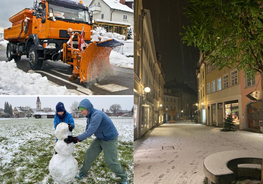 In Lindau und den umliegenden Gemeinden fällt der erste Schnee. Der Lindauer Winterdienst ist gerüstet, Leonas und sein Vater Sebastian bauen bei Bösenreutin den ersten Schneemann der Saison.